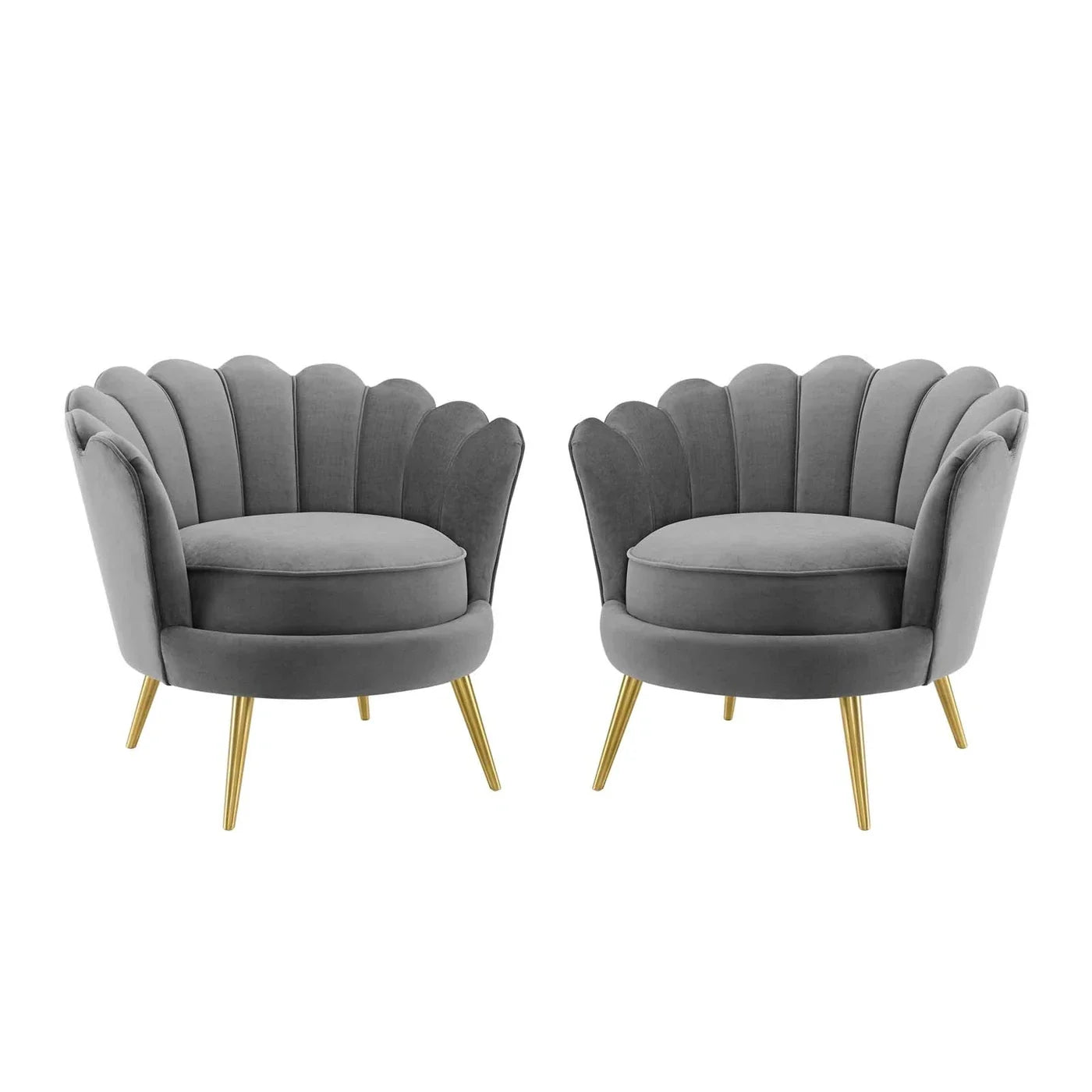 Elegant Italian Velvet Scallop Accent Armchair for Comfy Living Room Leisure