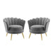 Elegant Italian Velvet Scallop Accent Armchair for Comfy Living Room Leisure