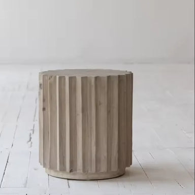 Versatile Modern Recycled Pine End Table Stool - Chic Mega Grey Finish