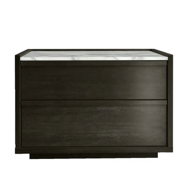 Modern Black Oak 2-Drawer Soft Close Luxury Bedroom Nightstand