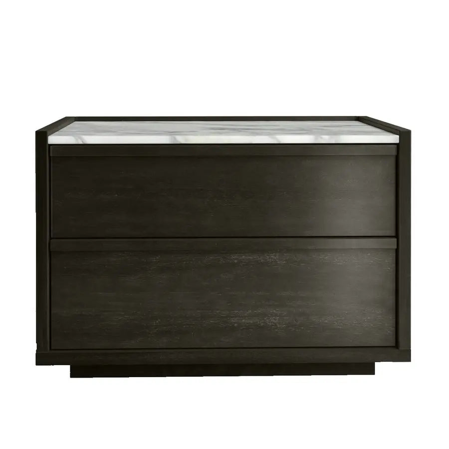 Modern Black Oak 2-Drawer Soft Close Luxury Bedroom Nightstand