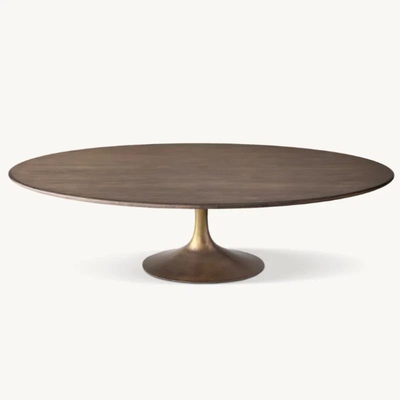 Elegant Oval Dining Table, Solid Wood Veneer, Custom Sizes, Modern Farmhouse Style