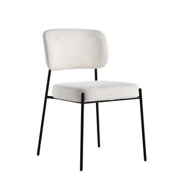Modern Upholstered Curved Back Dining Side Chair with Sturdy Metal Legs
