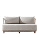 Luxury Weathered Solid Teak Wood Outdoor Garden Sofa with Plush Linen Cushions