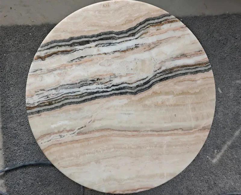 Elegant Tiramisu Beige Natural Stone Modern Side Table for Living Room