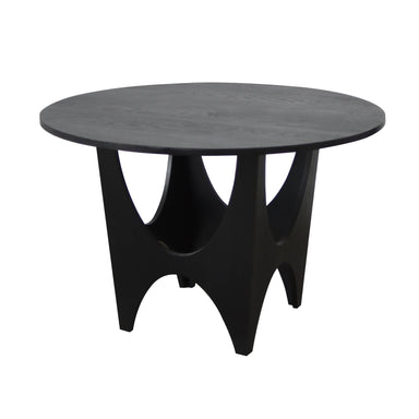 Sleek Modern Round Black Oak Wood Dining Table for 4