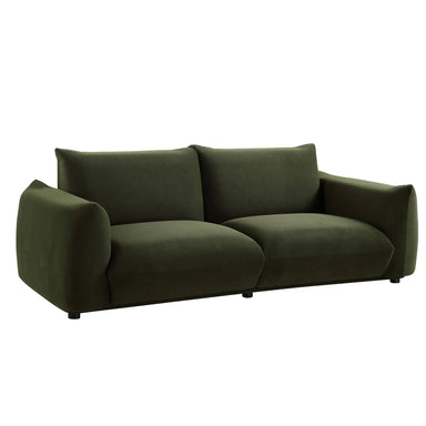 Luxurious Moss Green Velvet Three-Seater Sofa - Modern Minimalist Living Room Comfort