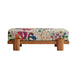 Handmade Beech Solid Wood Velvet Ottoman Bench for Entryway and Living Room