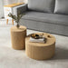 Elegant Fluted Barrel Oak Coffee Table with Storage for Living Room