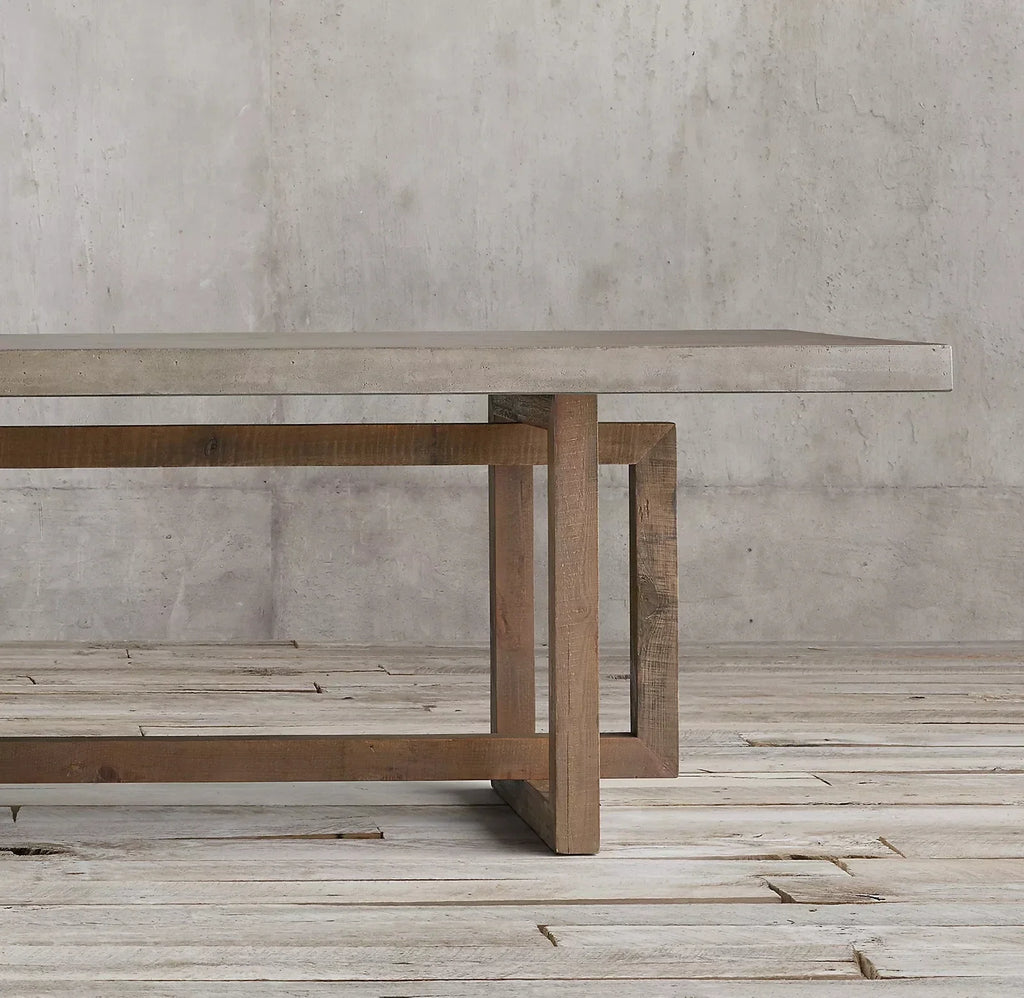 Modern Solid Wood Dining Table with Durable Cement Top for Home