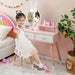 Kids Wooden Vanity Dressing Table & Chair Set with Mirror for Play