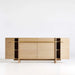 Elegant Natural Oak Gold Metal Frame Sideboard Buffet with Drawers Storage Cabinet