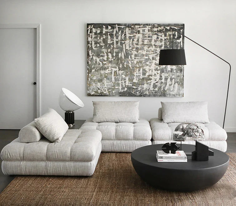 Plush Modern Sectional Cloud Sofa Boucle Fabric Customizable Nordic Design