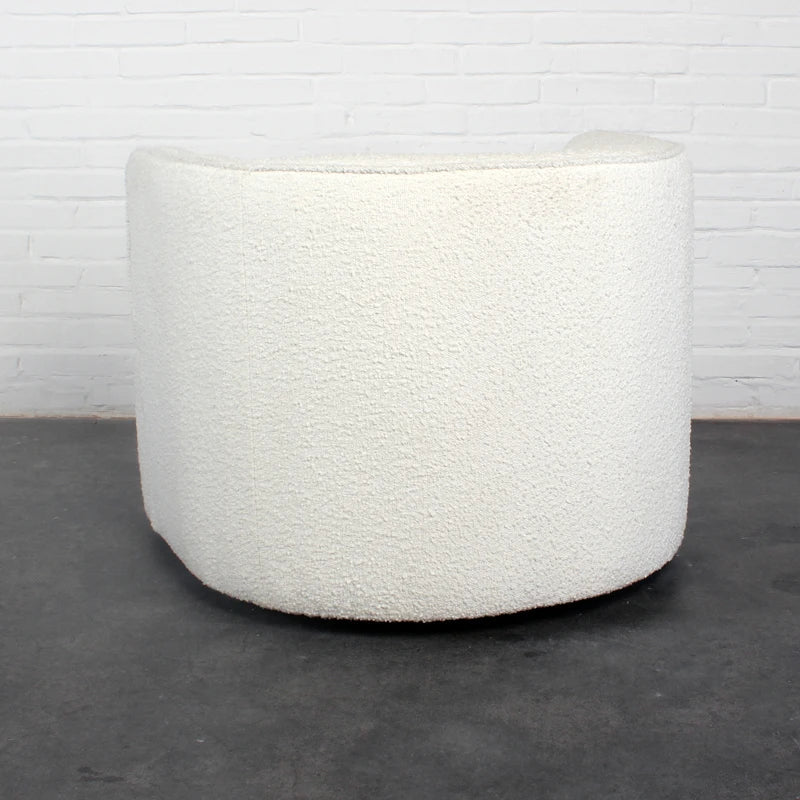 Modern Swivel Boucle Club Chair: Elegant Ivory Living Room Lounge Furniture