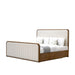 King Size Linen Upholstered Bed Frame, Solid Oak Storage, Rounded Design