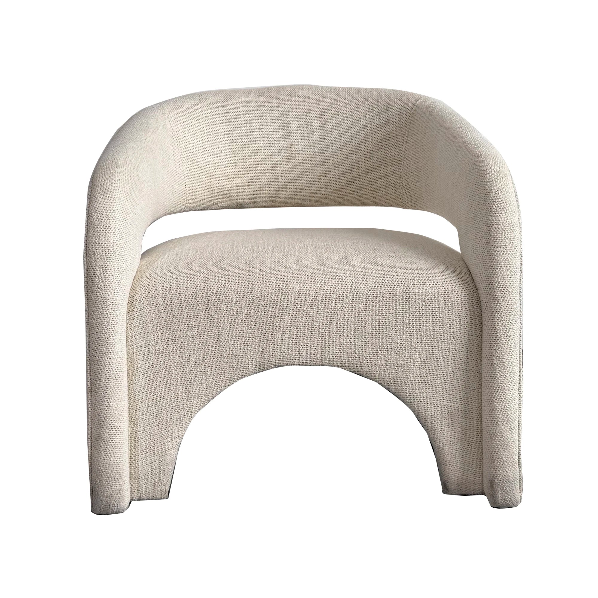 Elegant Cream Fabric Accent Chair, Linen Armchair with Modern Curved Design