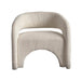 Elegant Cream Fabric Accent Chair, Linen Armchair with Modern Curved Design