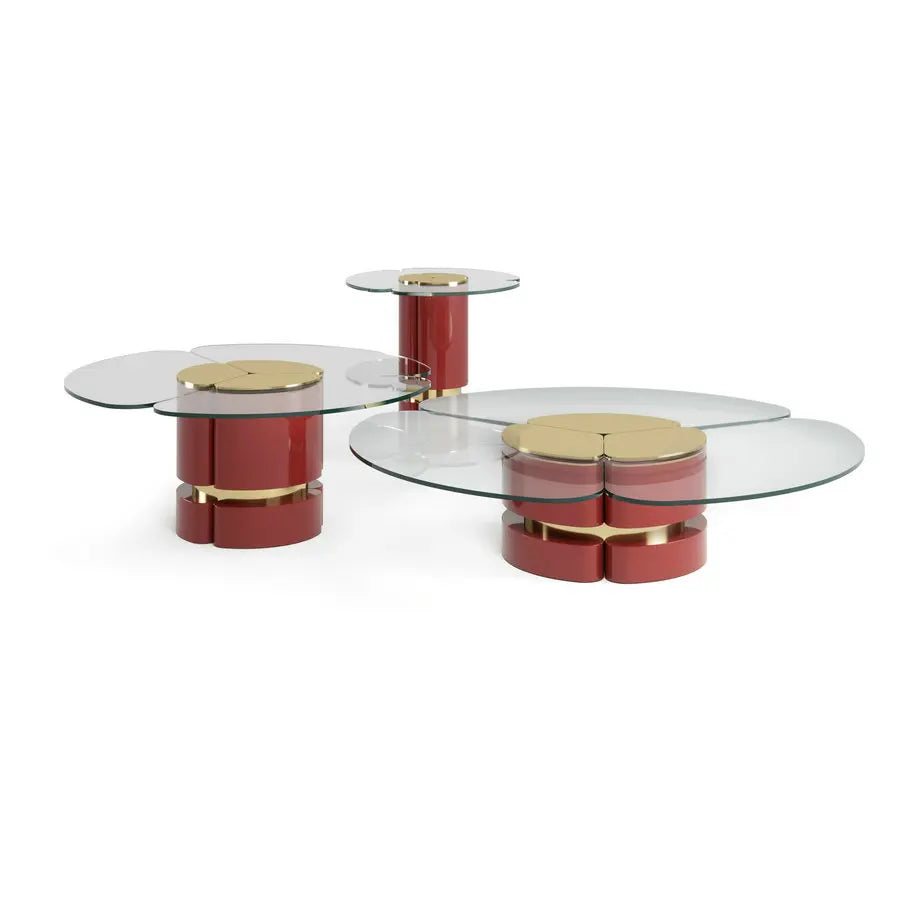Elegant Modern Round Gold Glass Living Room Decor Coffee Table