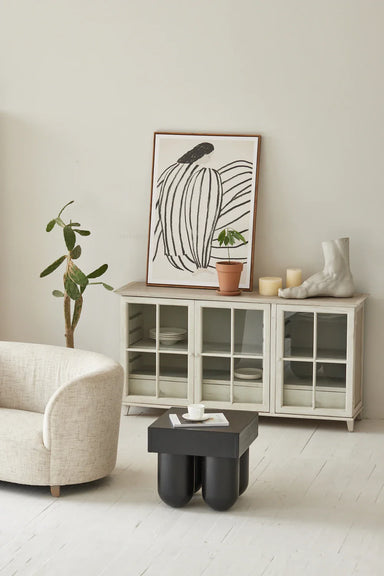 Antique Japandi Recycled Pine Sideboard - Elegant Minimalist Living Room Cabinet