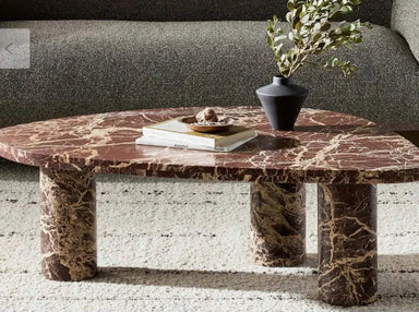Tostone Natural Red Wine Marble Coffee Table - Modern Living Room Decor