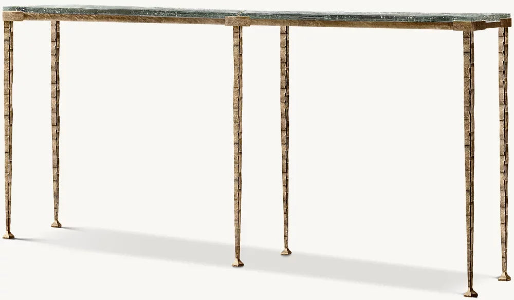 Modern Industrial Steel & Glass Console Table - Handcrafted Rectangular Entryway Furniture