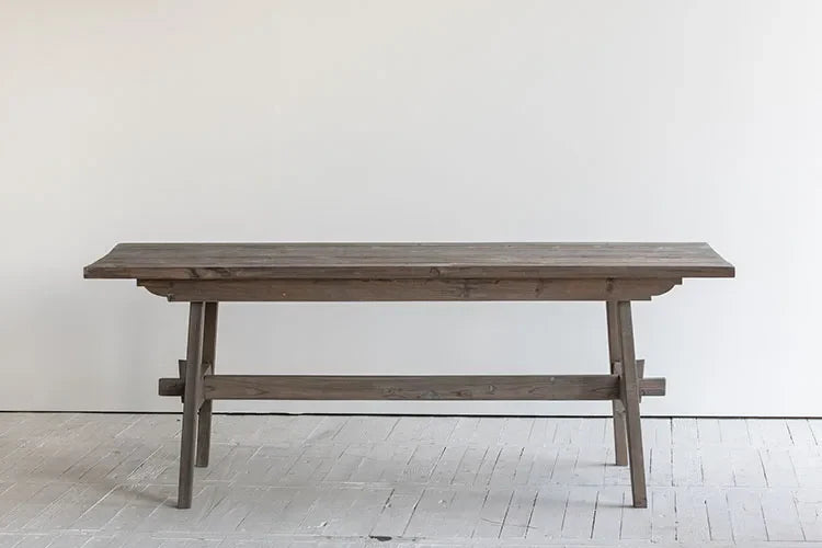 Vintage Smoky Grey Solid Wood Recycled Pine Scandinavian Dining Table