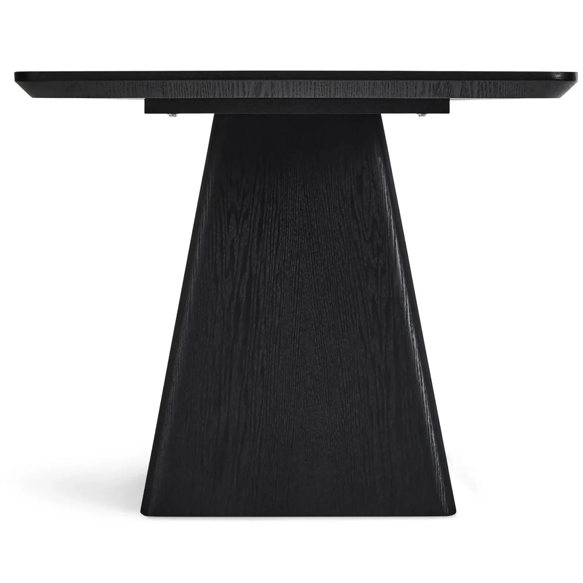Modern Black Rectangular Dining Table, Oak Wood Top, Durable Industrial Design