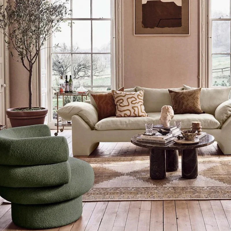 Chic Modern Boucle Accent Chair Cozy Living Room Lounge Furniture