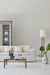 Chic Japandi Wabi-Sabi Square Glass Coffee Table with Recycled Elm Base