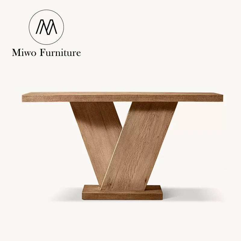 Antique Brown Solid Wood Luxury Villa Entrance Console Table