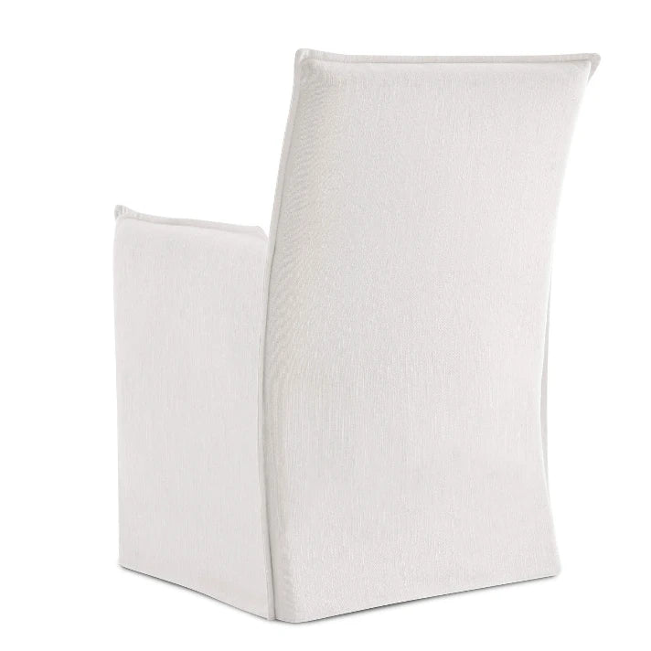 Elegant White Linen Slipcover Dining Armchair Modern Classic Wood Frame Comfort