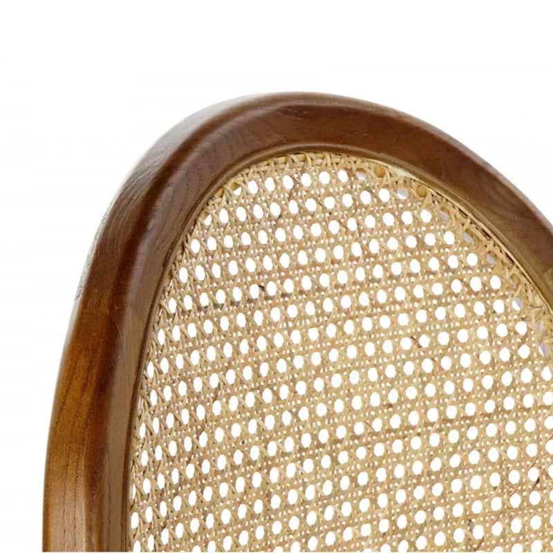 Elegant Solid Oak Wood Round Rattan Back Dining Chair for Events & Home