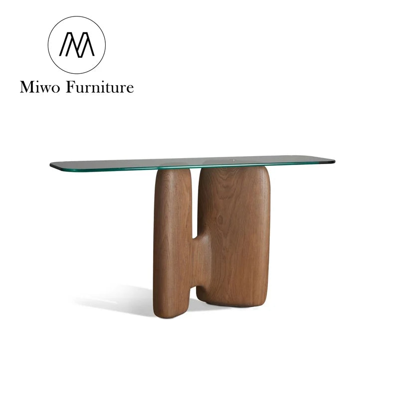 Sleek Modern Nordic Wooden Entryway Narrow Mirrored Console Table