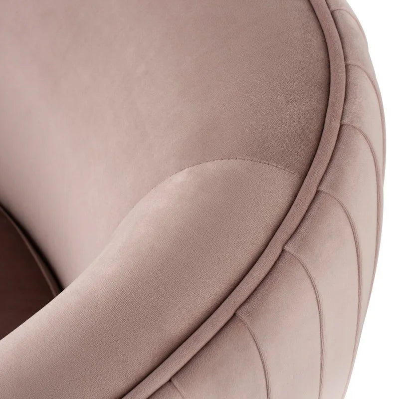 Luxurious Blush Velvet Sofia Accent Chair, Modern Stainless Steel Leisure Living Room