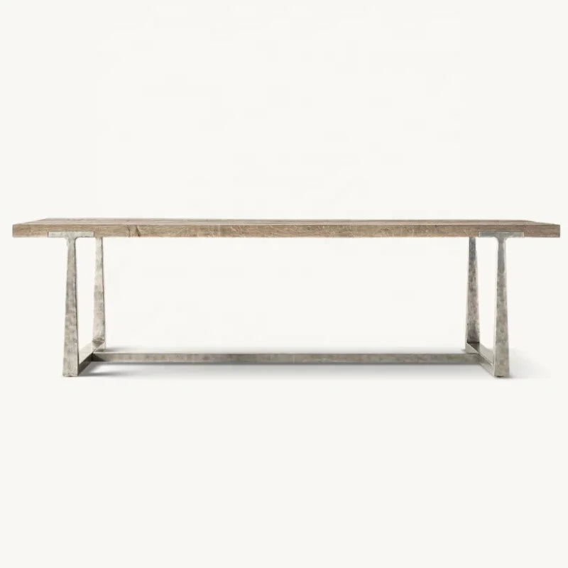 Elegant Wrought Metal Dining Table & Chair Set, Villa Club Restaurant Furniture