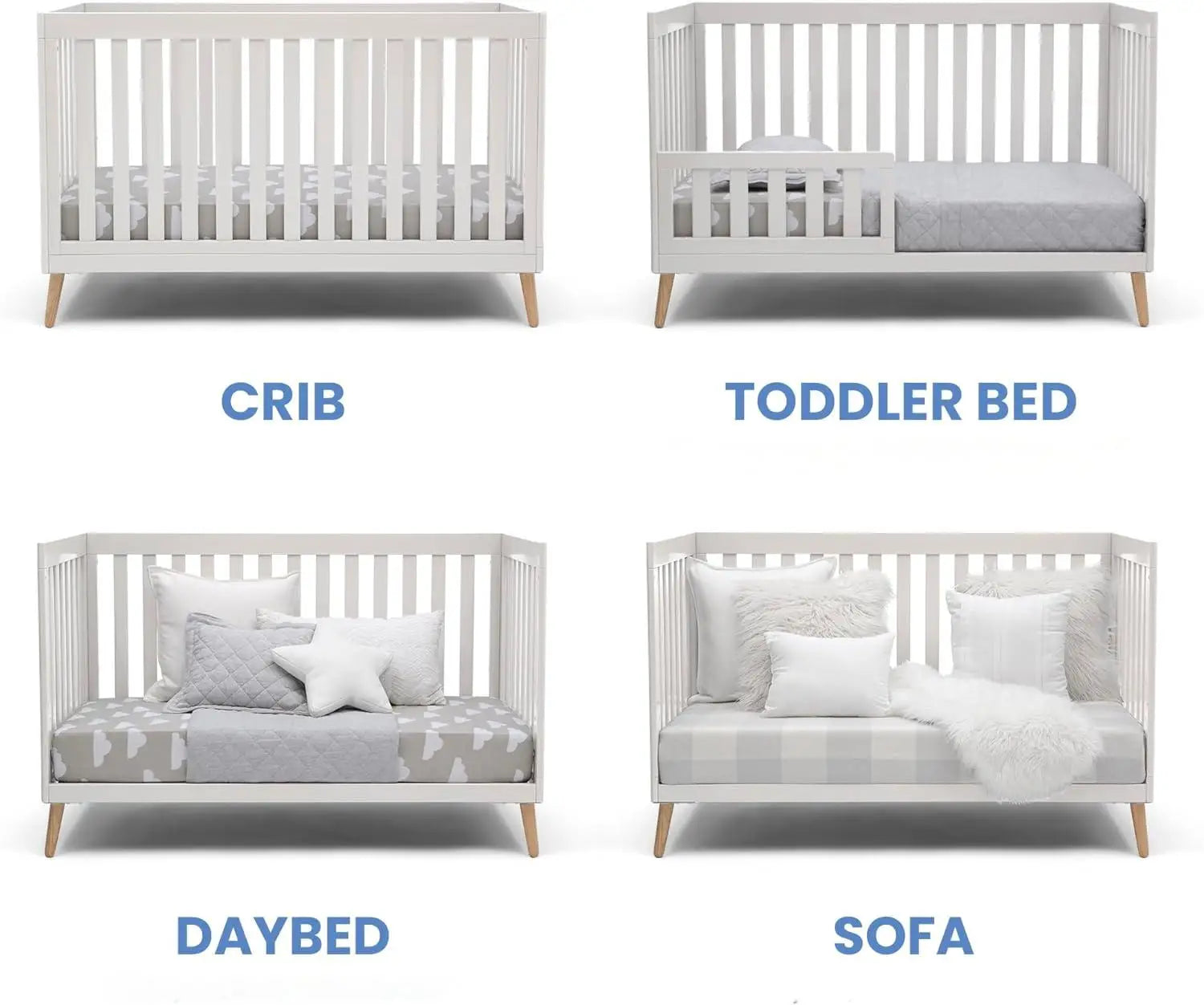 Versatile 5-in-1 Convertible Baby Crib: Adjustable Height, Toddler, Daybed, Full-Size
