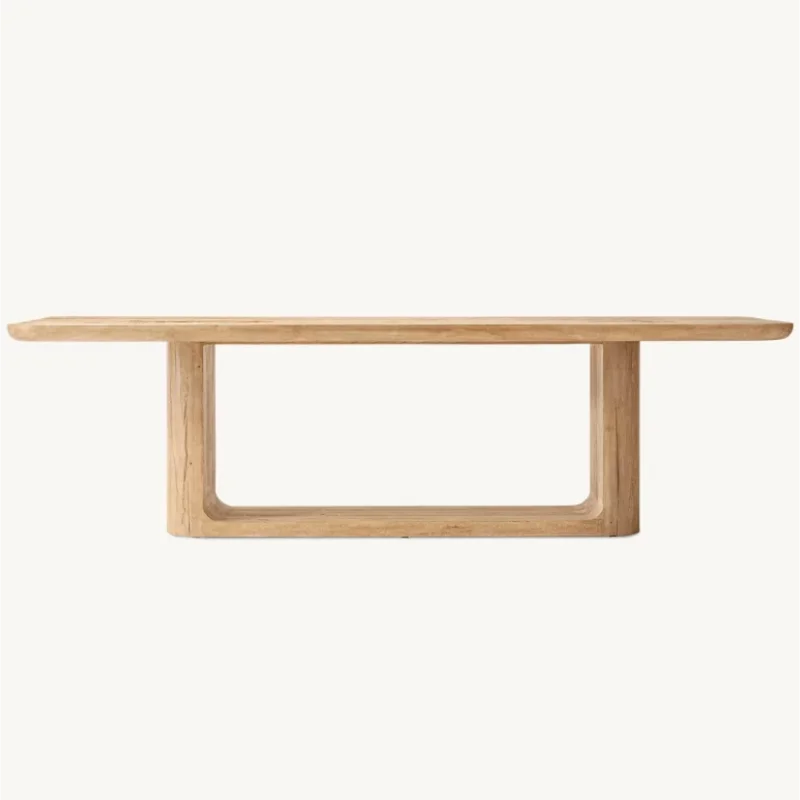 Rustic Solid Oak Wood Dining Table for Home & Restaurant, Customizable