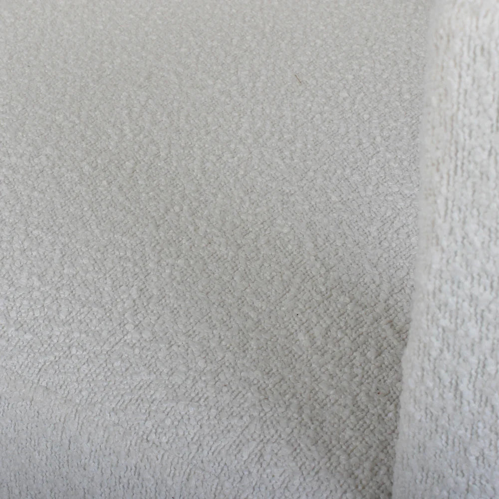 Elegant White Boucle Upholstered Dining Armchair: Modern Low Back Accent Chair