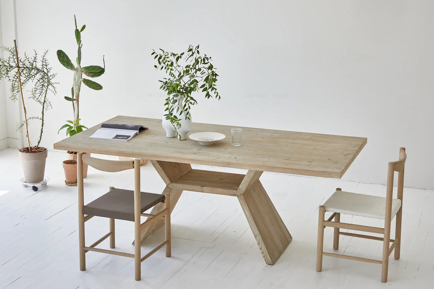 Timeless Rustic Recycled Pine Dining Table: Wabi Sabi Inspired 6-Seater Wood
