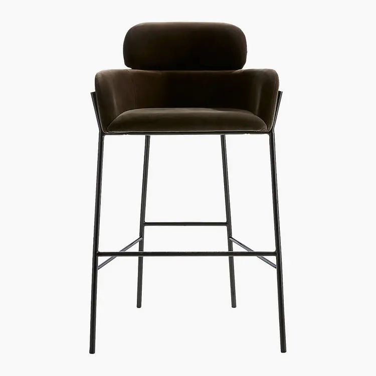 Ergonomic Velvet Bar Stool for Kitchen Cafe Counter High Stool