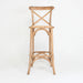Elegant Oak Finish Cross Back Counter Stool with Woven Rattan Seat