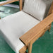 Elegant High Back Rattan Cane Solid Oak Wood Linen Seat Accent Chair