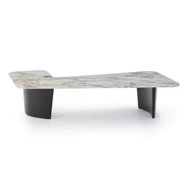 Luxury Marble & Solid Wood Ellipse Coffee Table for Living Room