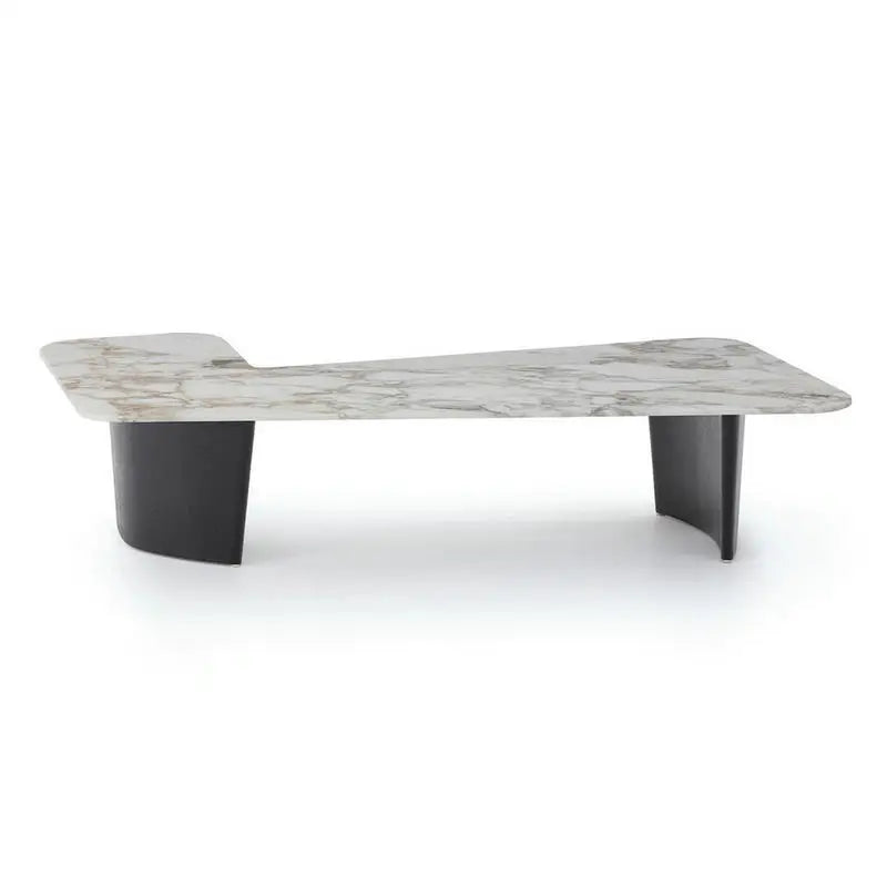 Luxury Marble & Solid Wood Ellipse Coffee Table for Living Room
