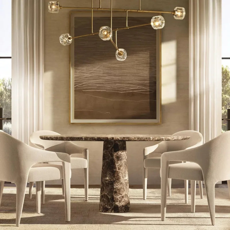 Elegant White Marble Round Dining Table Set for Luxury Home Decor