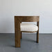 Elegant Modern Oak Wood Dining Arm Chair: Curved Design, Plush Upholstery