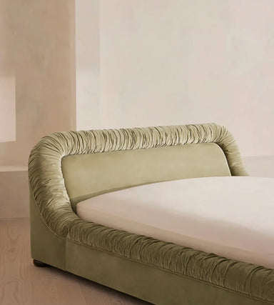 Luxury Handcrafted Velvet Platform Bed Frame - Comfortable, Modern, Solid Wood