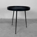 Solid Oak Round Side Table, Black Metal Legs, Living Room Accent