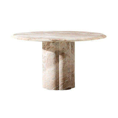 Luxury 54-inch Round Italian Natural Marble Dining Table with Lazy Susan