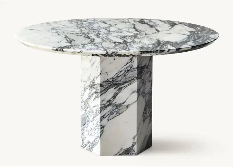 Elegant Arabescato White Marble Round Coffee Table for Modern Living Spaces